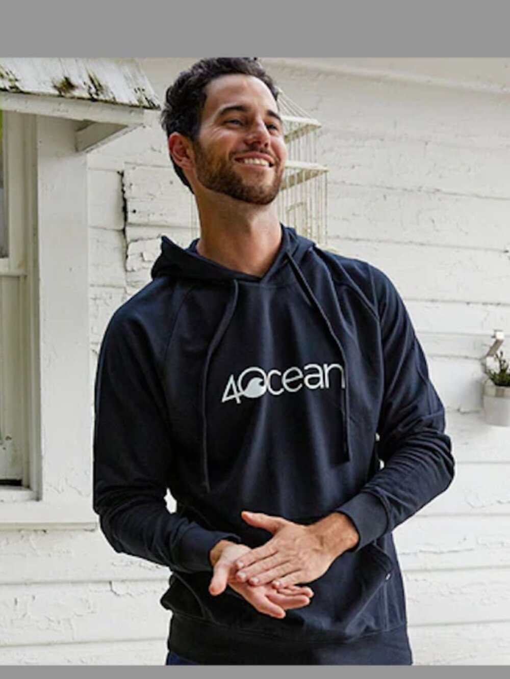 4ocean Black Logo Pullover Hoodie "Keeping It Clean Since '17"
